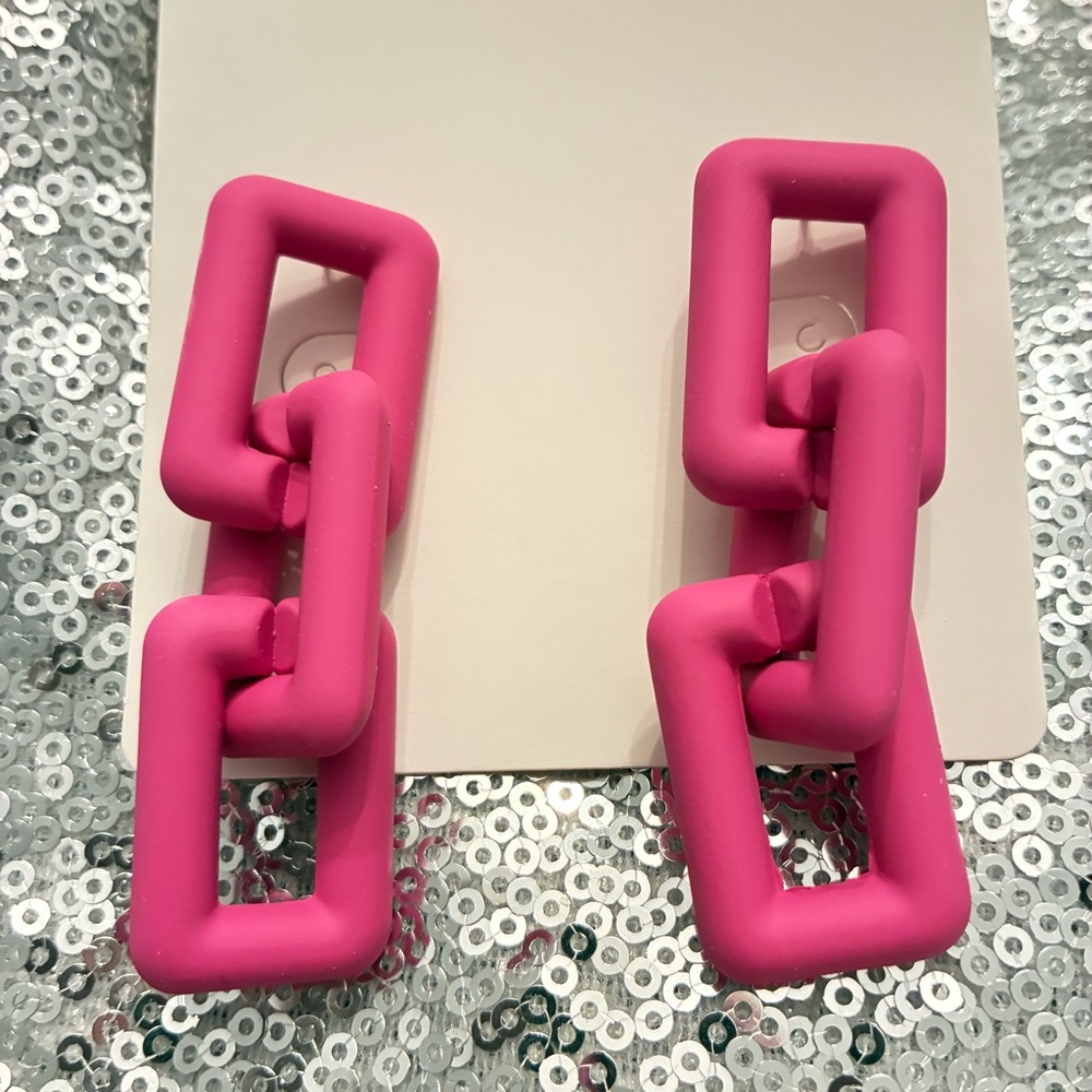 Bold Pink Chain Link Earrings